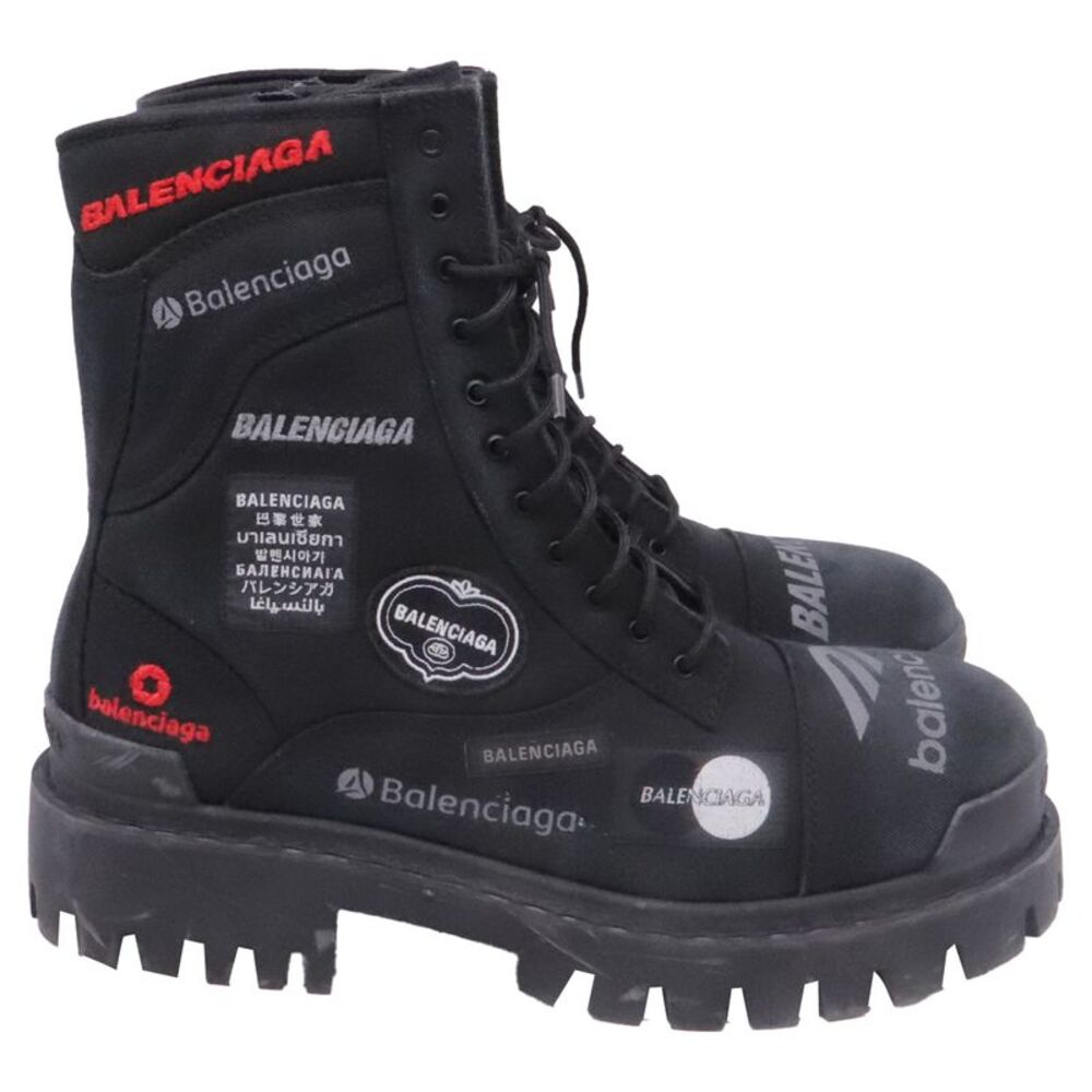 Balenciaga Strike Combat Boots in Black Cotton